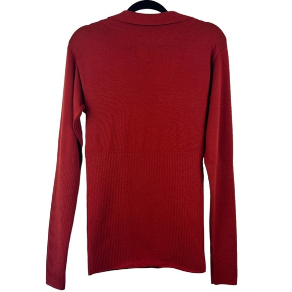 JACQUEMUS Brick Red Rust Orange Ribbed Collared Fitted Sweater 100% Wool US M 6 - Picture 10 of 16